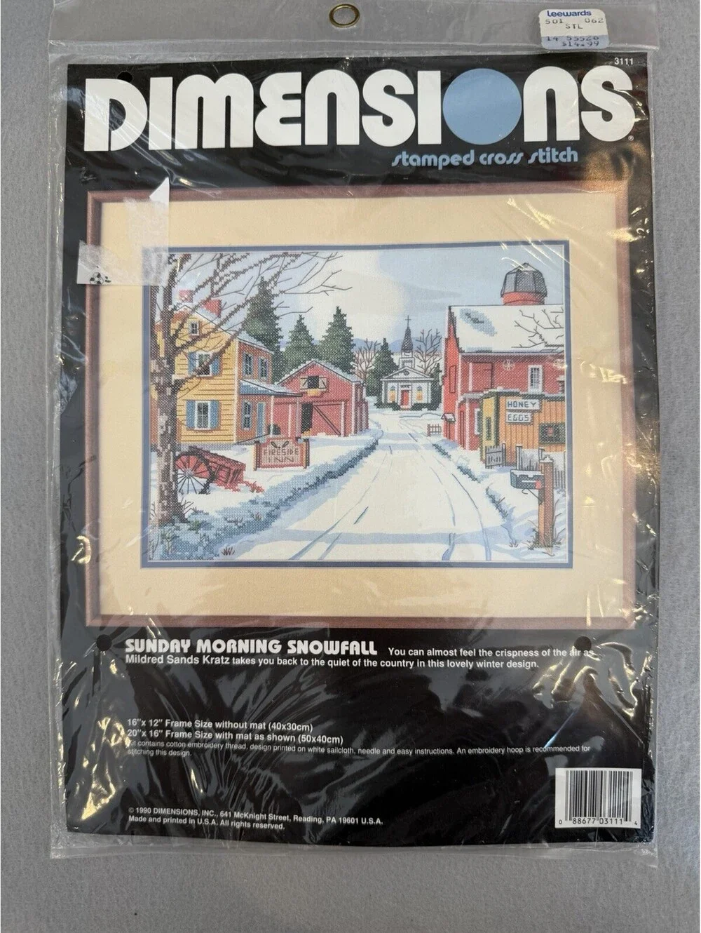 Vtg 1990 Dimensions Stamped Cross Stitch Sunday Morning Snowfall 16x12” New